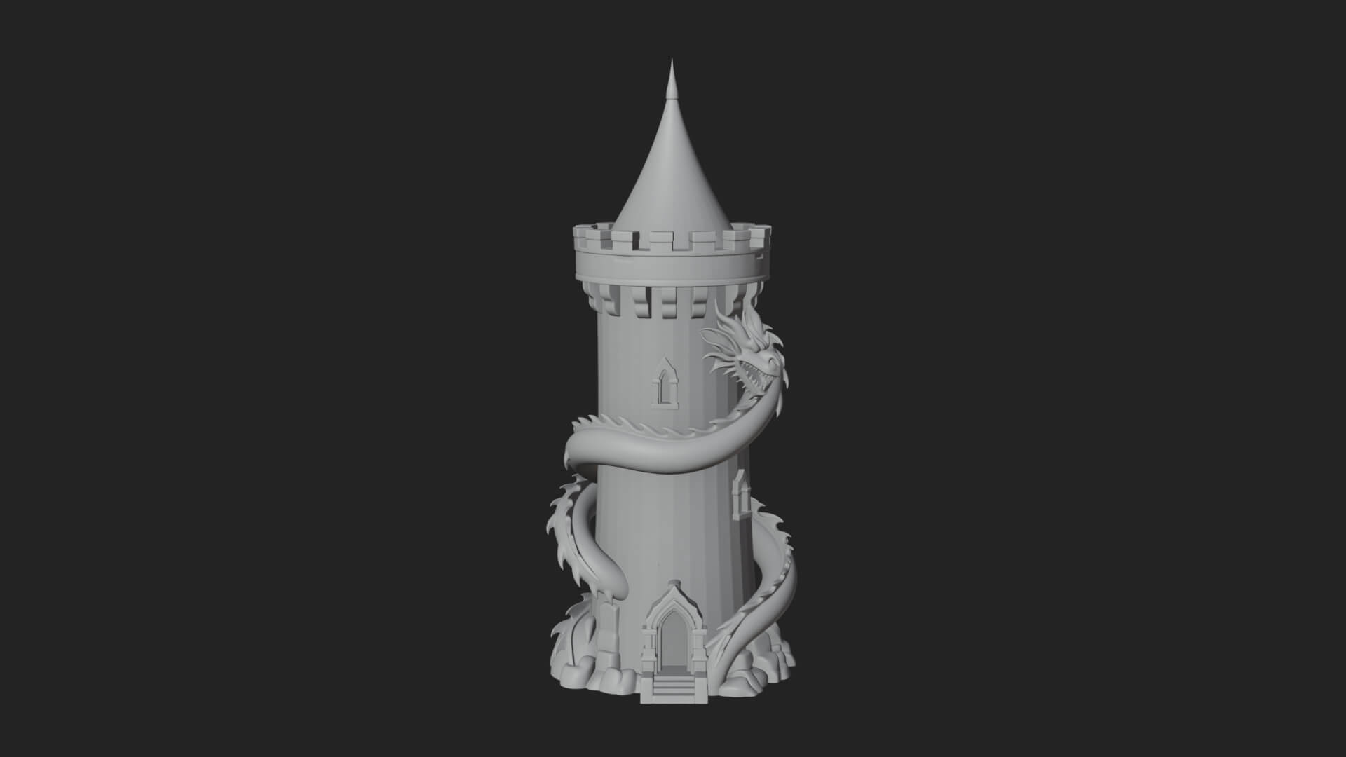Dragon Coiled Stone Tower Design 4 3D Print Model 3D Model