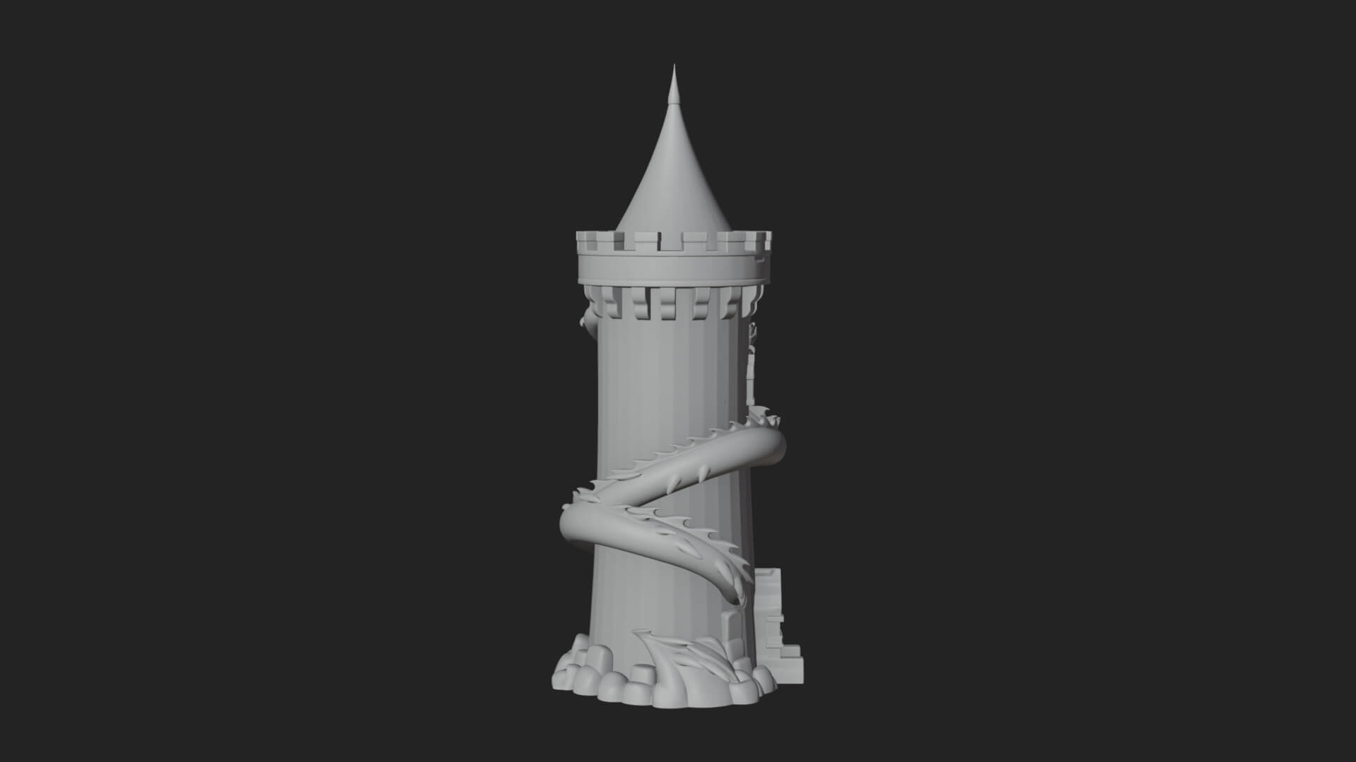 Dragon Coiled Stone Tower Design 4 3D Print Model 3D Model