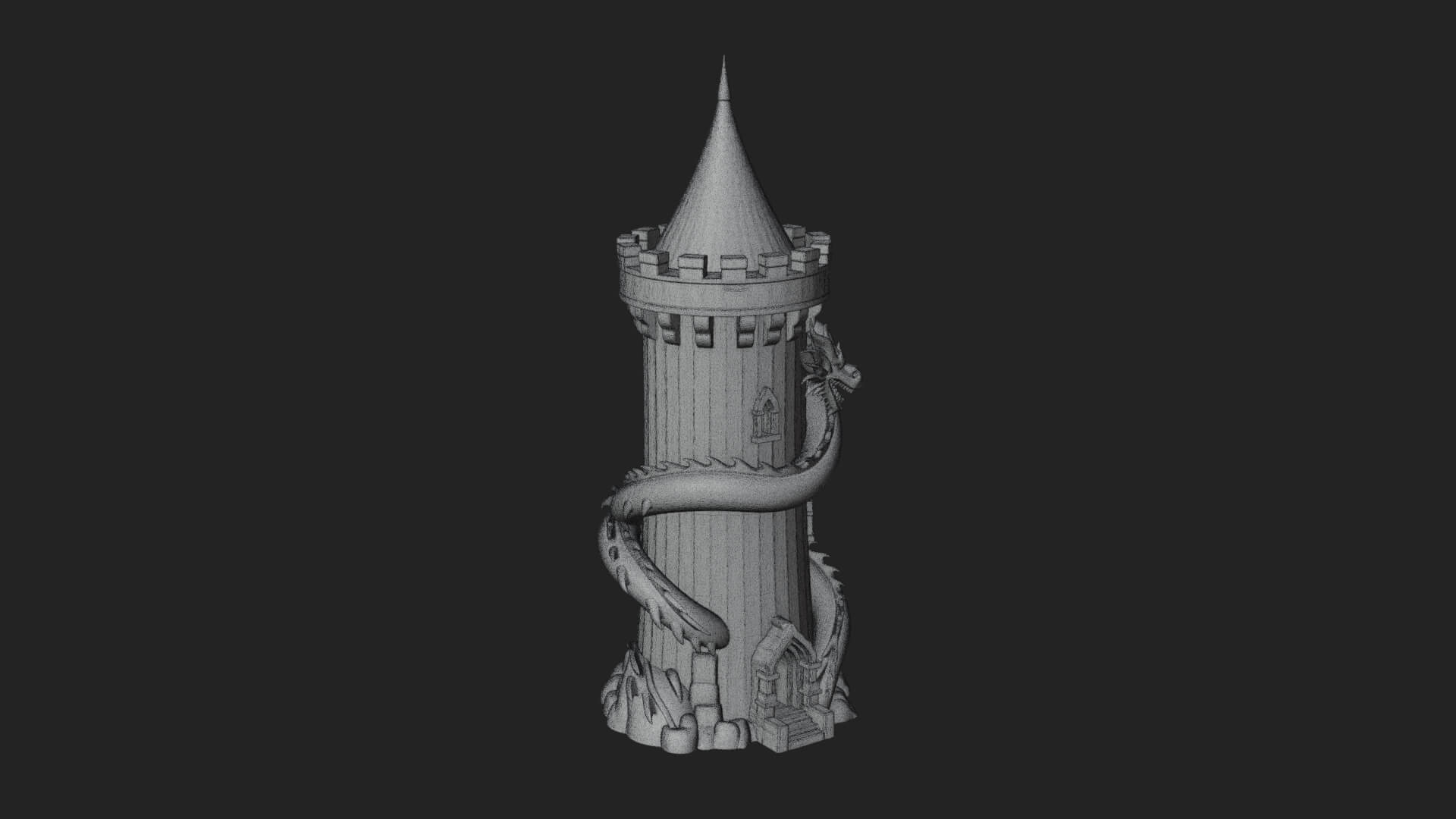 Dragon Coiled Stone Tower Design 4 3D Print Model 3D Model