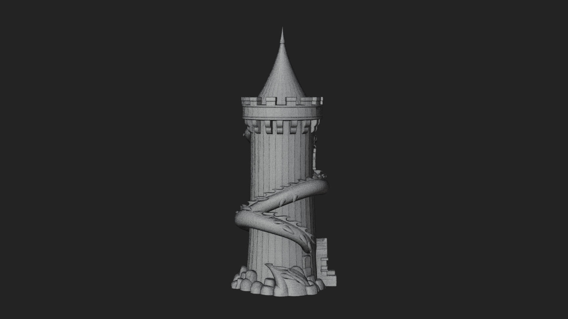 Dragon Coiled Stone Tower Design 4 3D Print Model 3D Model
