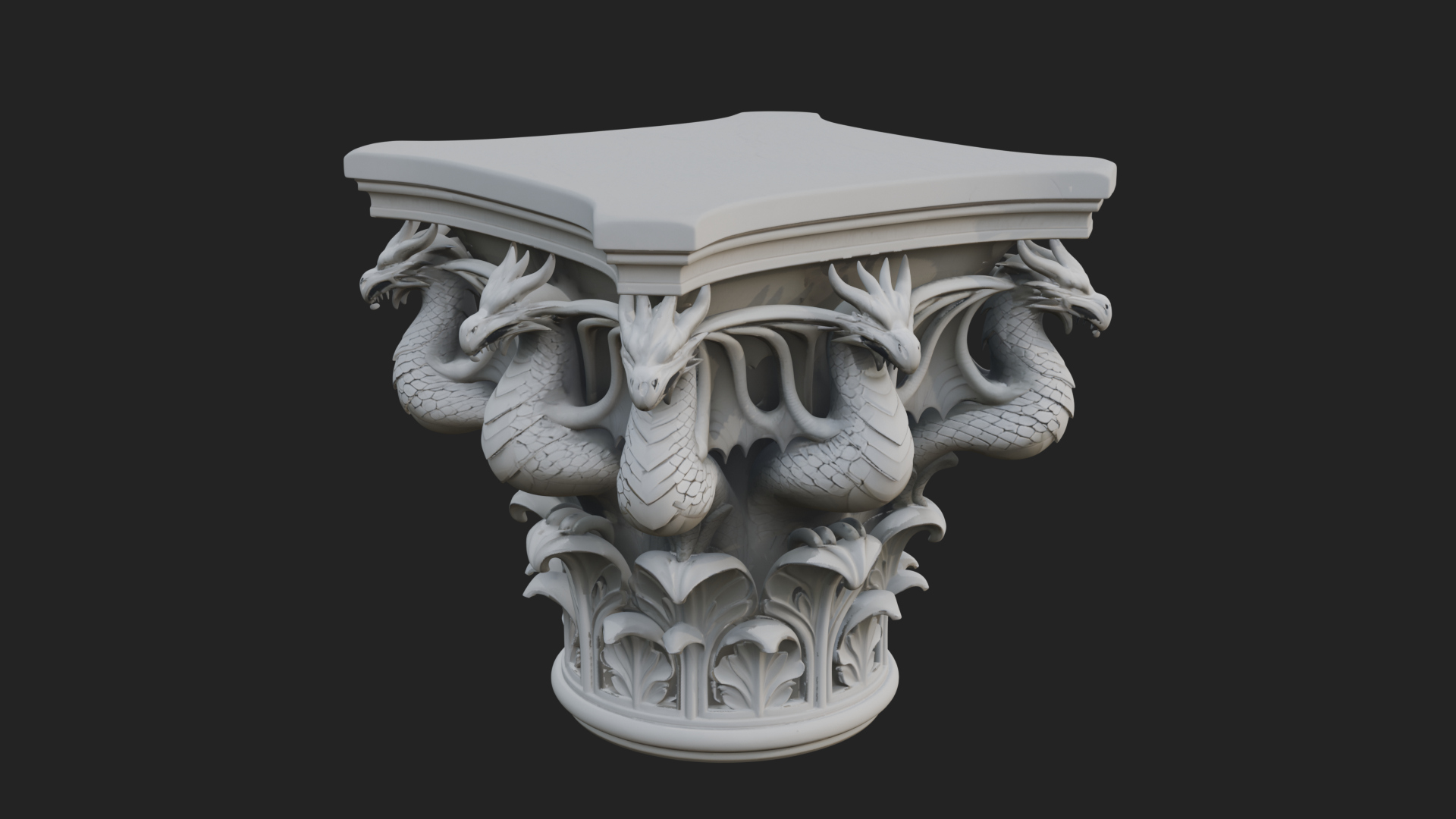 Dragon Column Capital Design 4 3D Print Model 3D Model