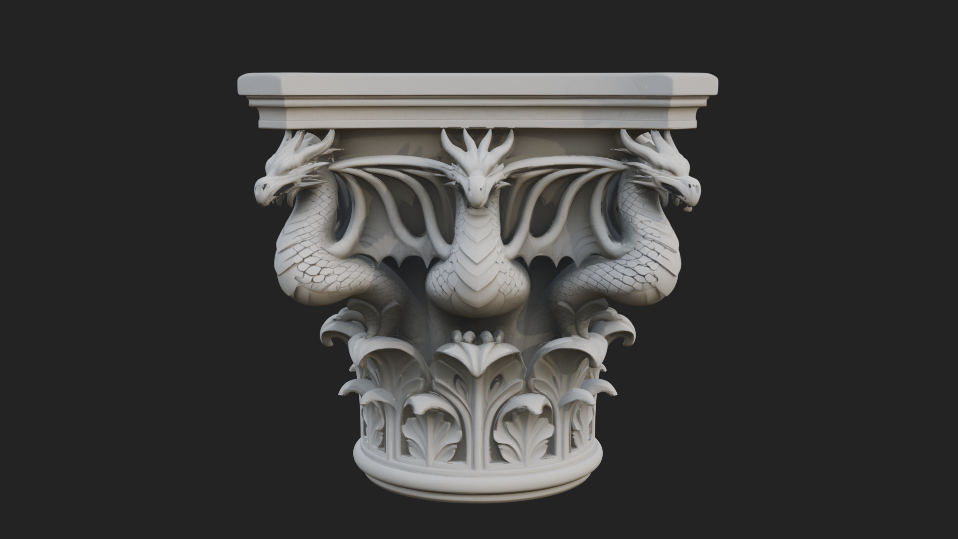 Dragon Column Capital Design 4 3D Print Model 3D Model