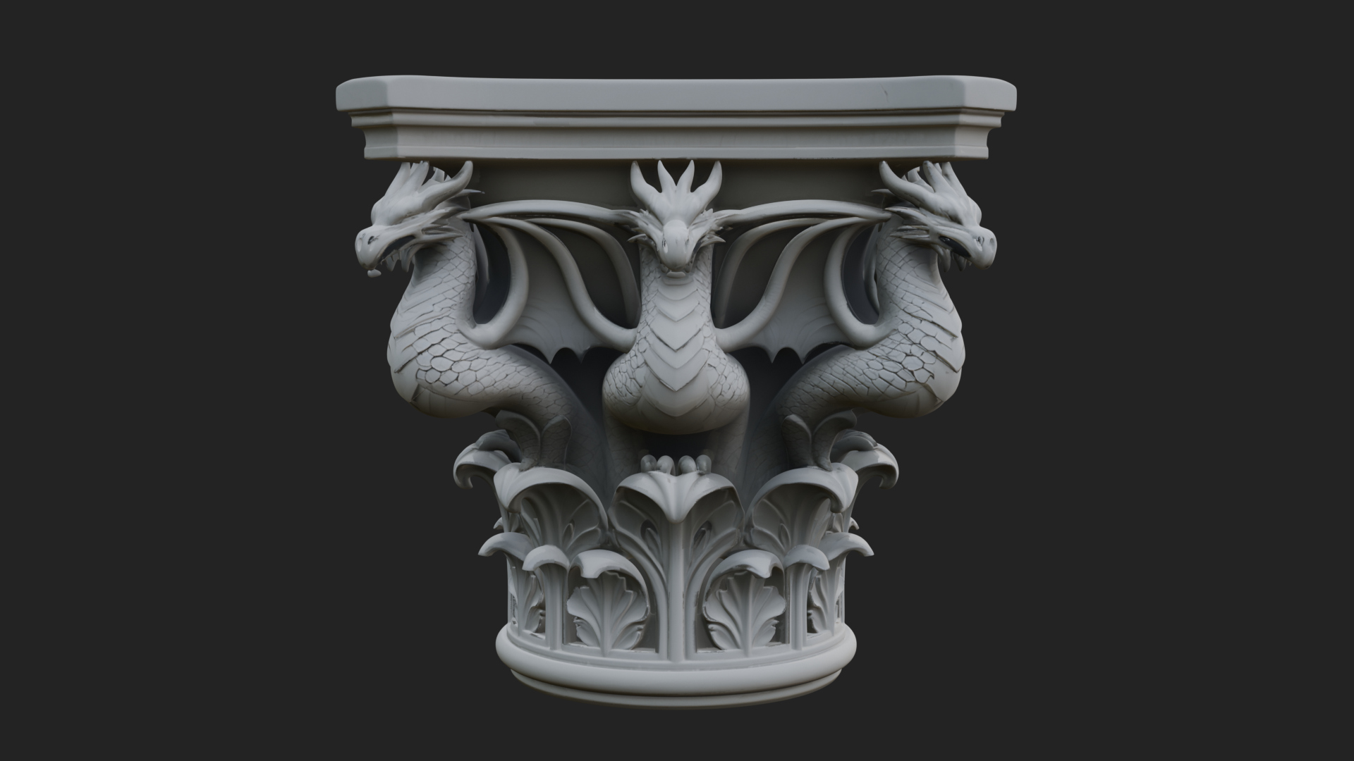 Dragon Column Capital Design 4 3D Print Model 3D Model