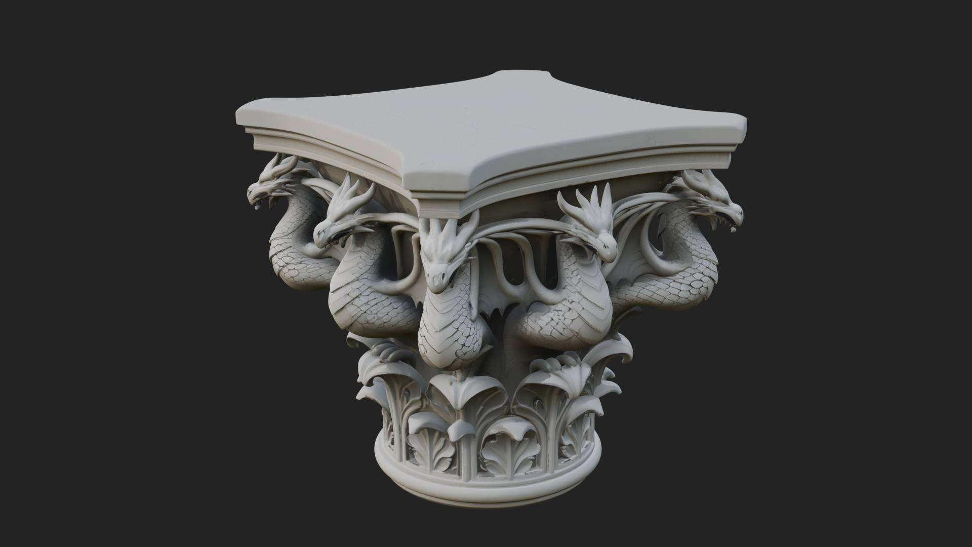 Dragon Column Capital Design 4 3D Print Model 3D Model
