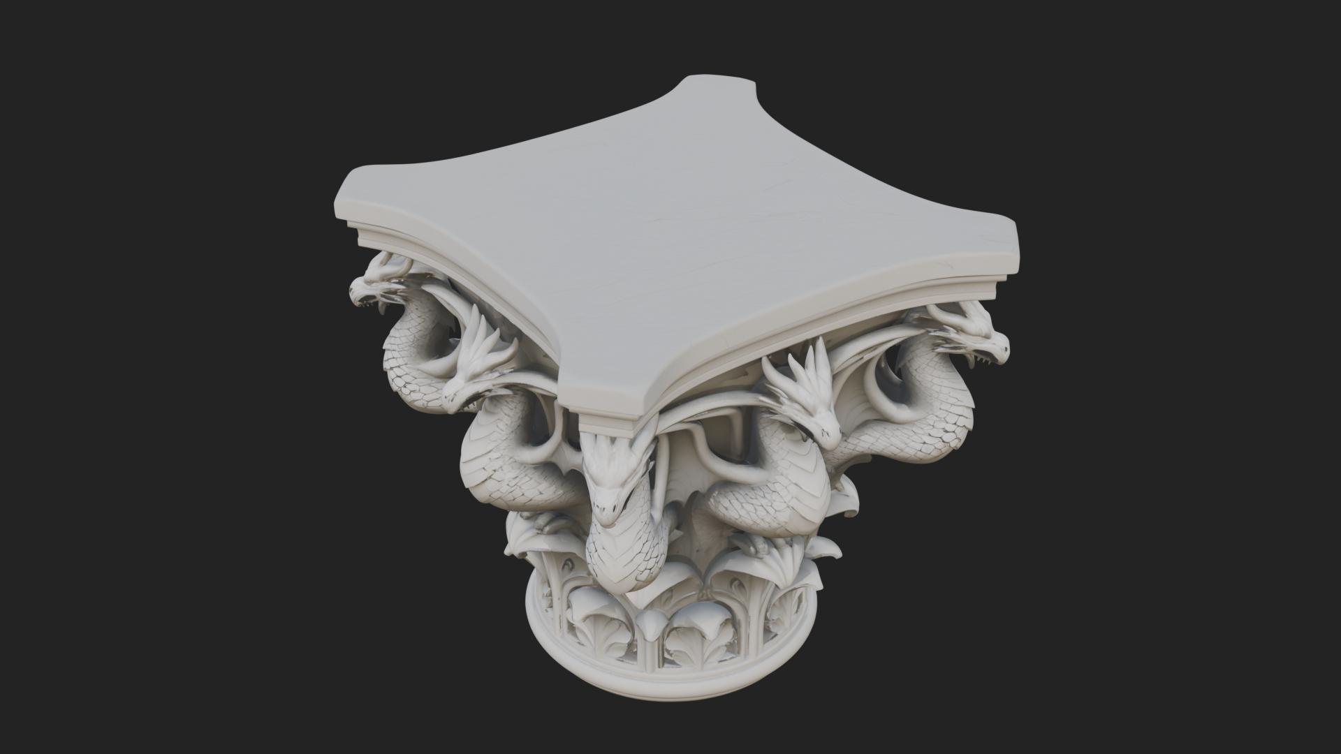 Dragon Column Capital Design 4 3D Print Model 3D Model