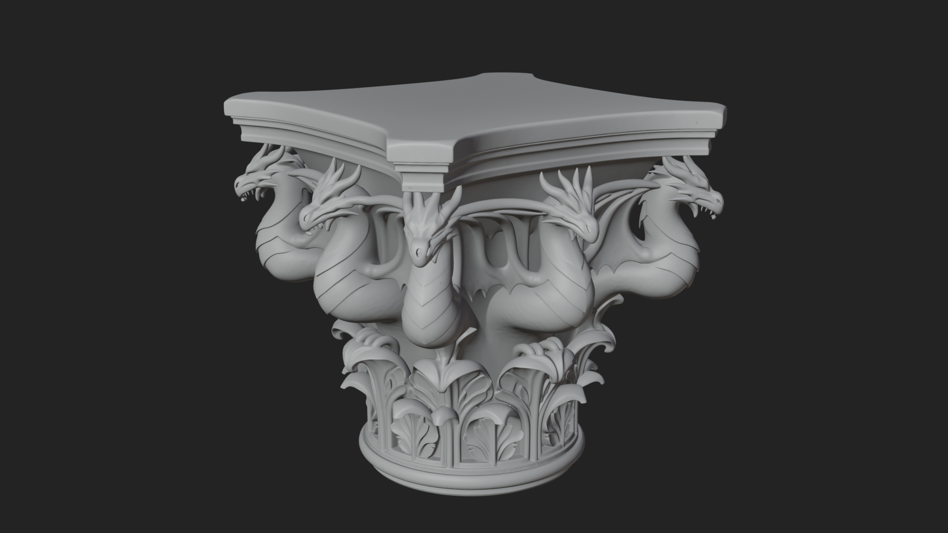 Dragon Column Capital Design 4 3D Print Model 3D Model