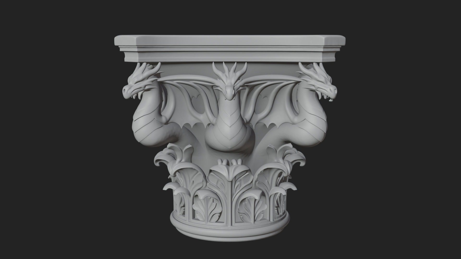 Dragon Column Capital Design 4 3D Print Model 3D Model