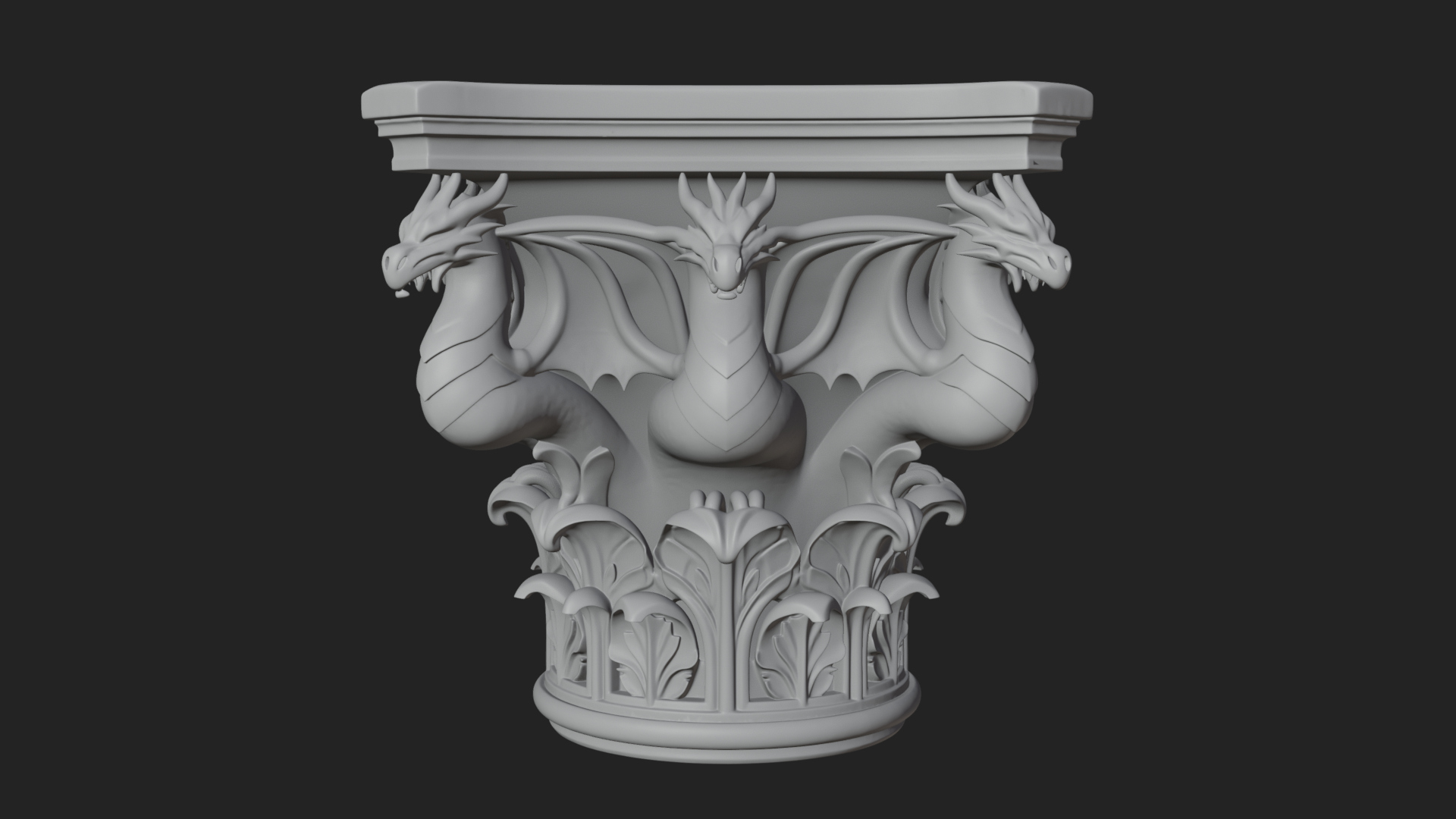 Dragon Column Capital Design 4 3D Print Model 3D Model