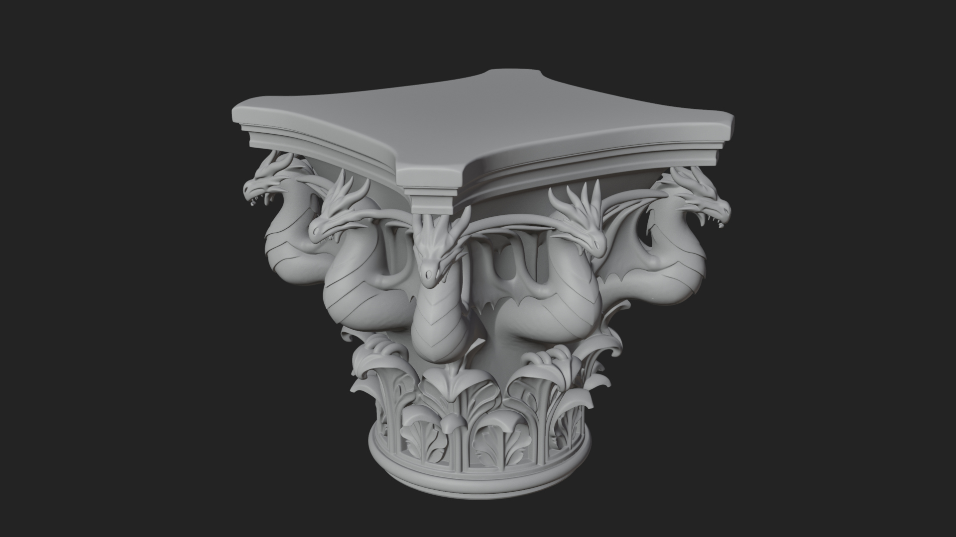 Dragon Column Capital Design 4 3D Print Model 3D Model