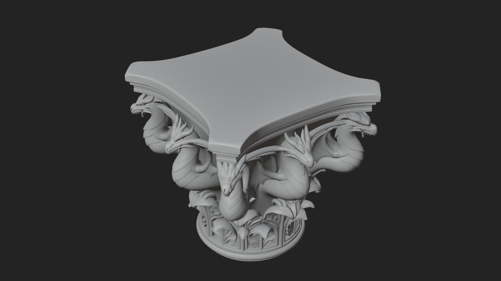 Dragon Column Capital Design 4 3D Print Model 3D Model