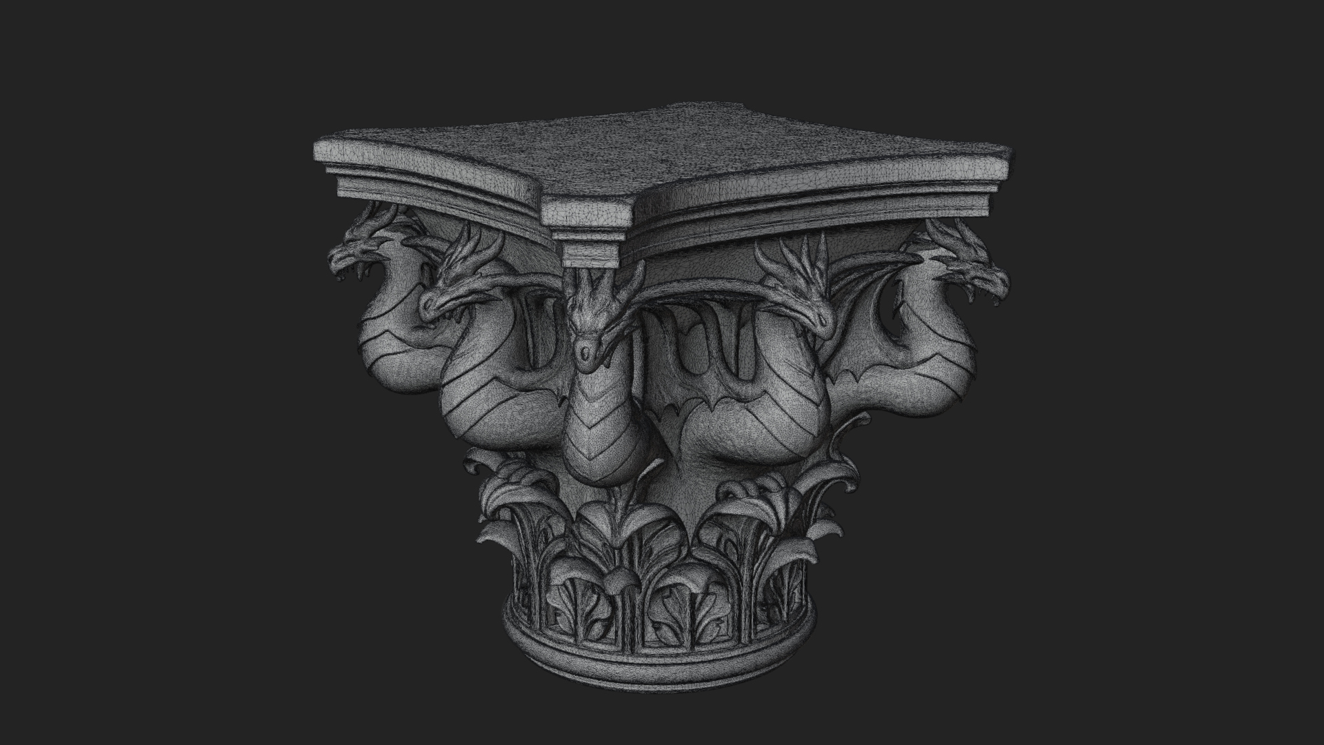 Dragon Column Capital Design 4 3D Print Model 3D Model