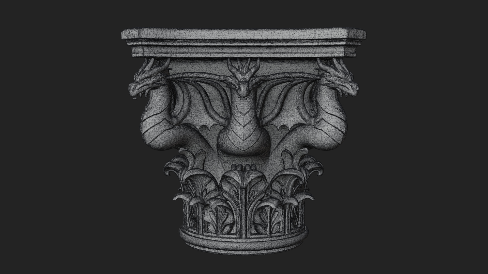 Dragon Column Capital Design 4 3D Print Model 3D Model