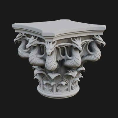 Dragon Column Capital Design 4 3D Print Model