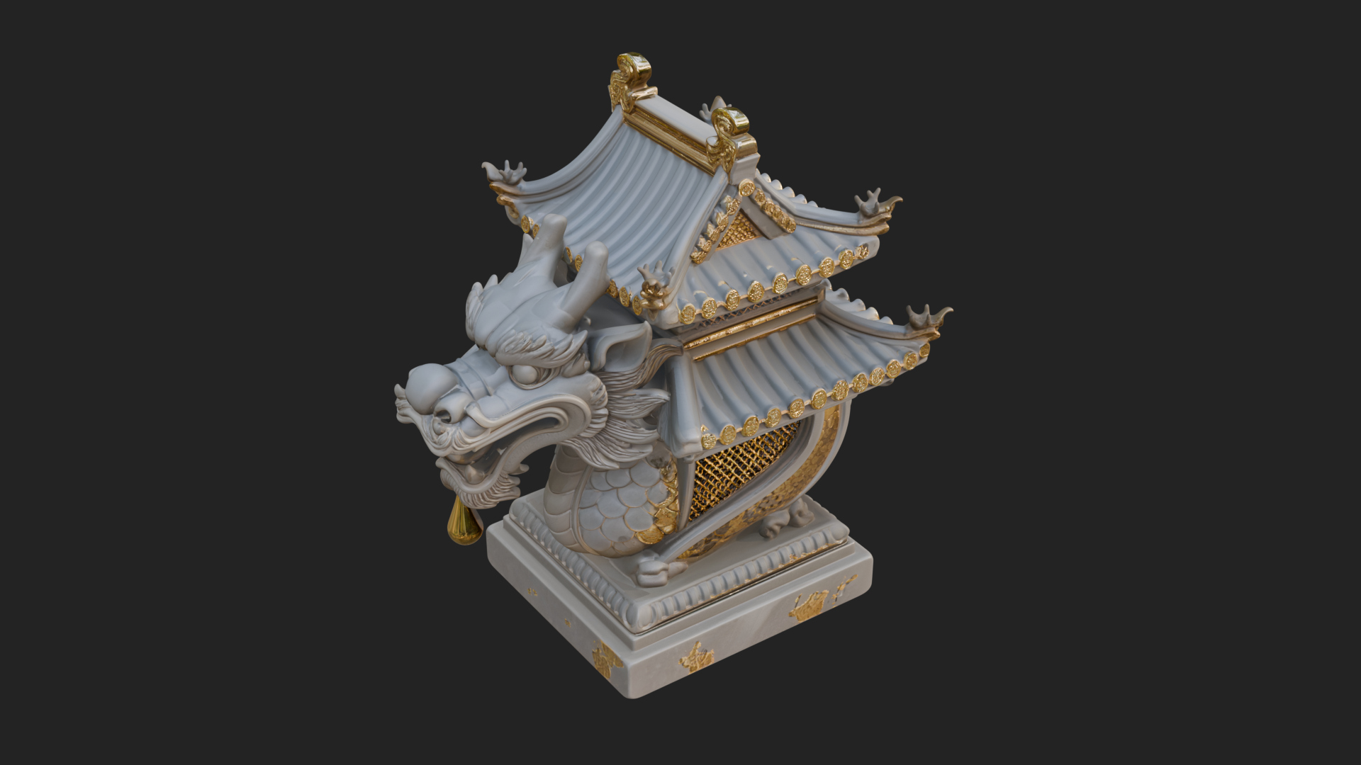 Dragon Head Lantern Model Design 1 3D Print Model 3D Model