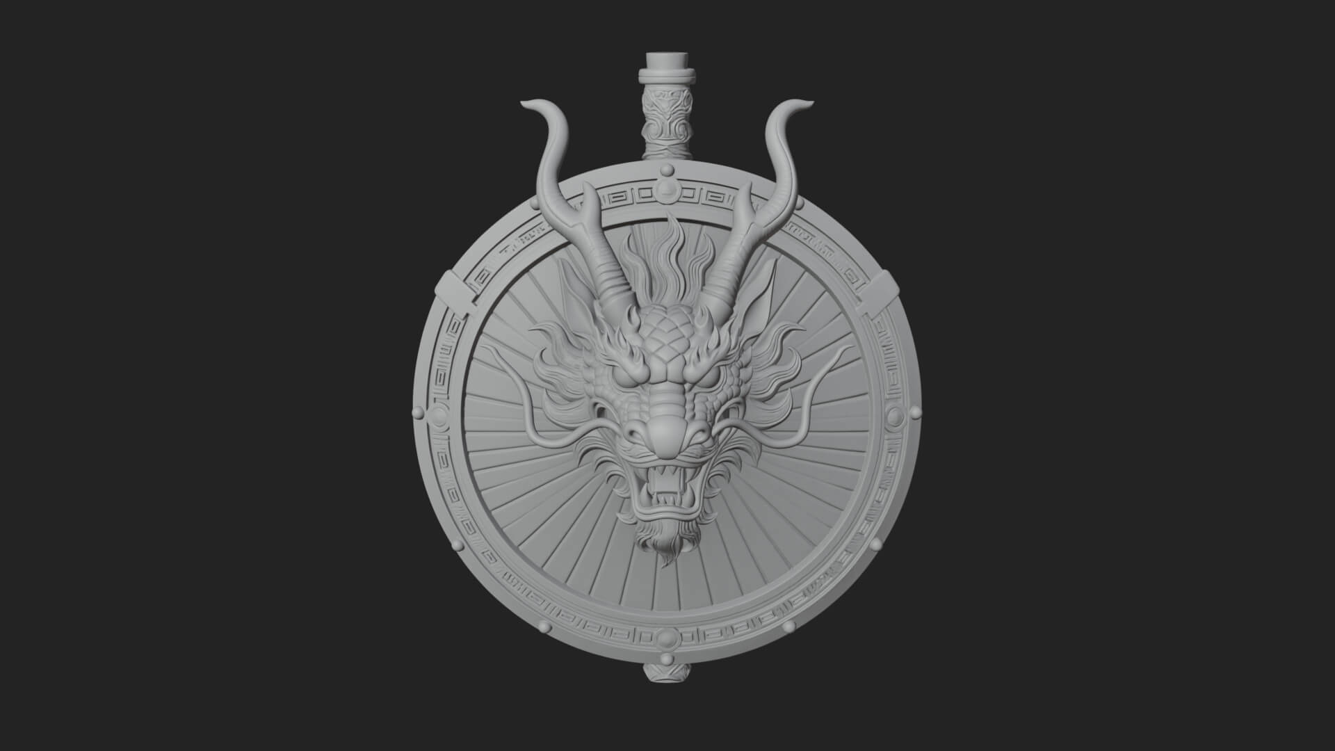Dragon Head Round Shield Model Design 1 3D Print Model 3D Model