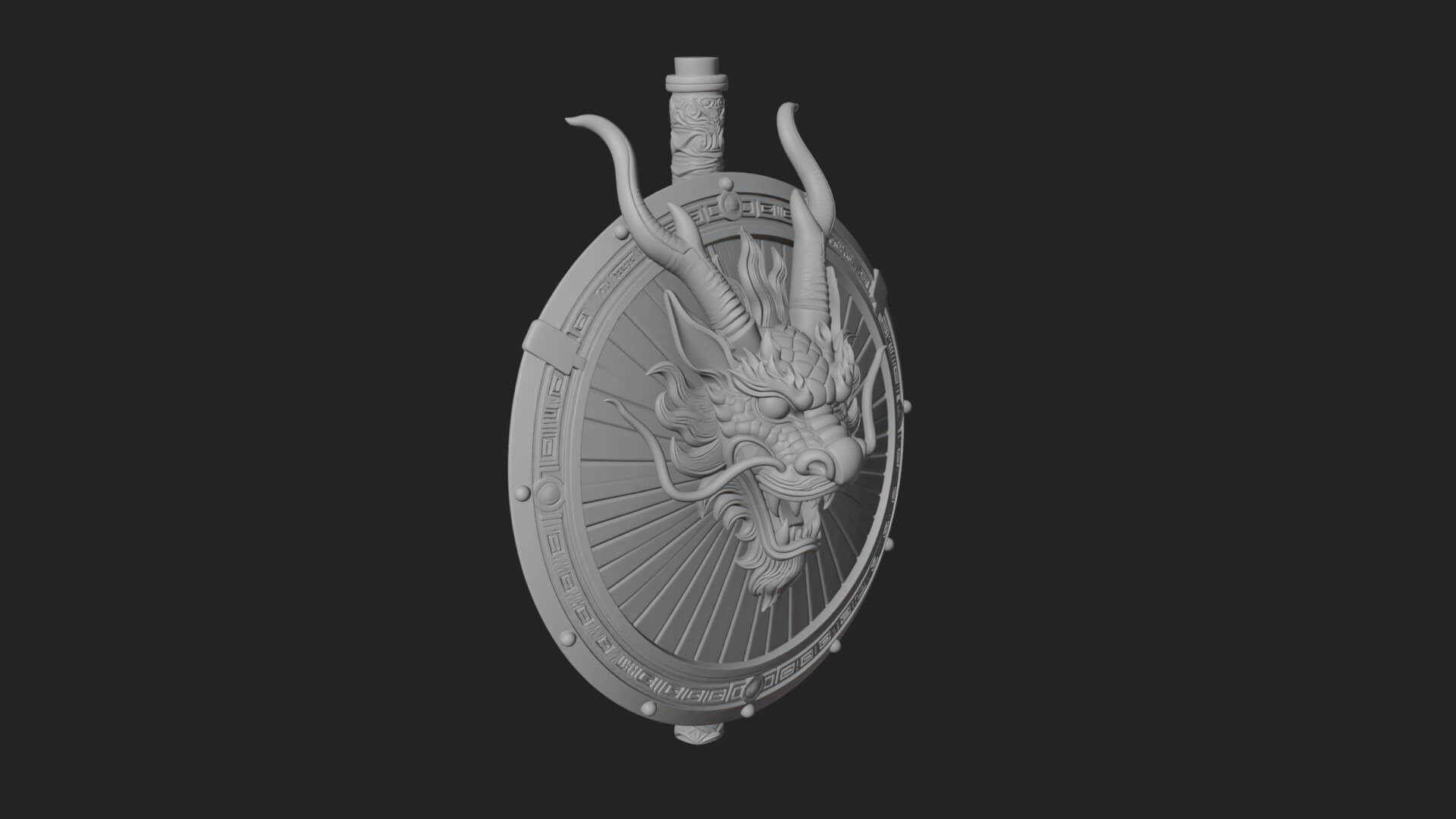 Dragon Head Round Shield Model Design 1 3D Print Model 3D Model