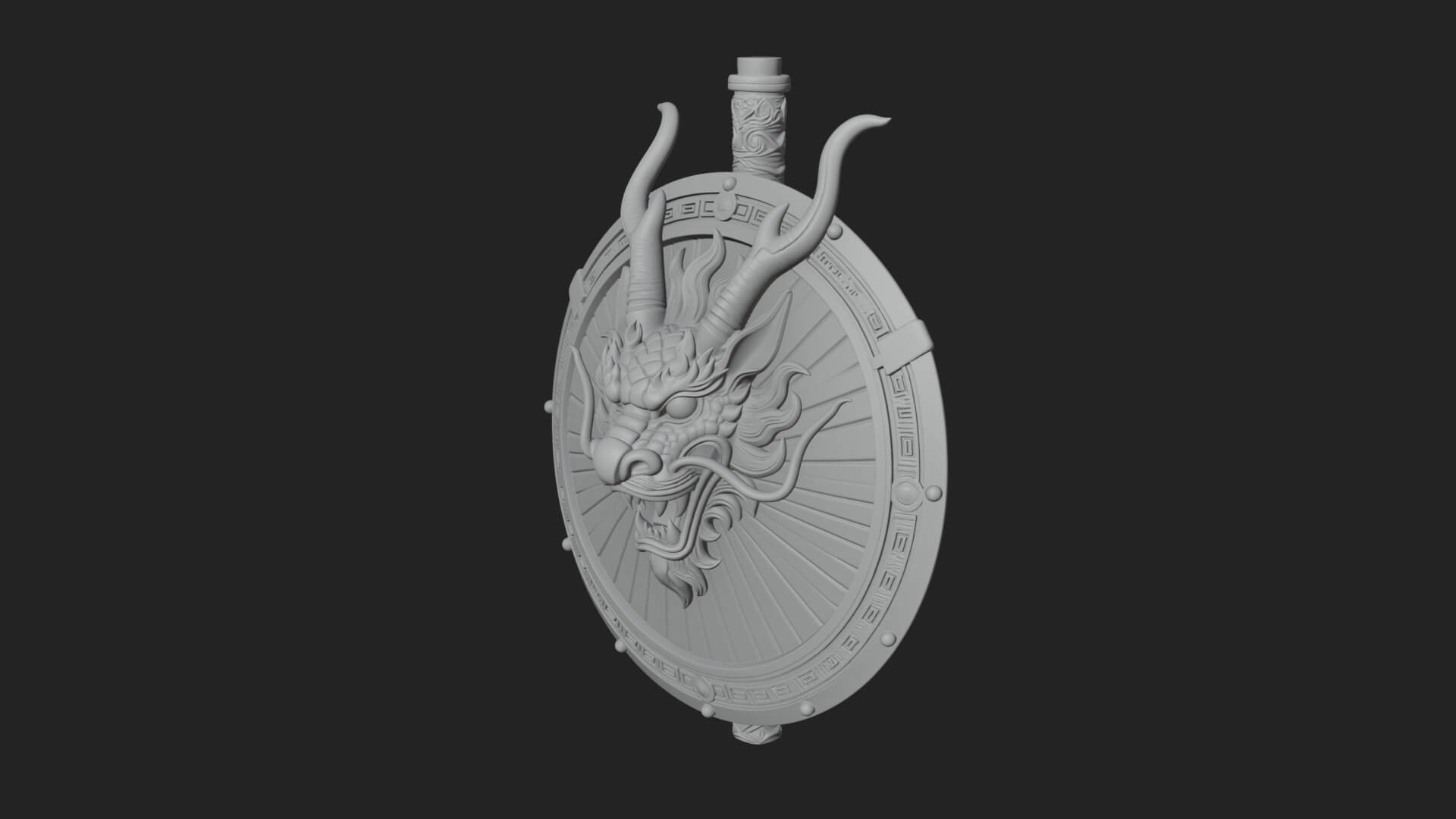 Dragon Head Round Shield Model Design 1 3D Print Model 3D Model