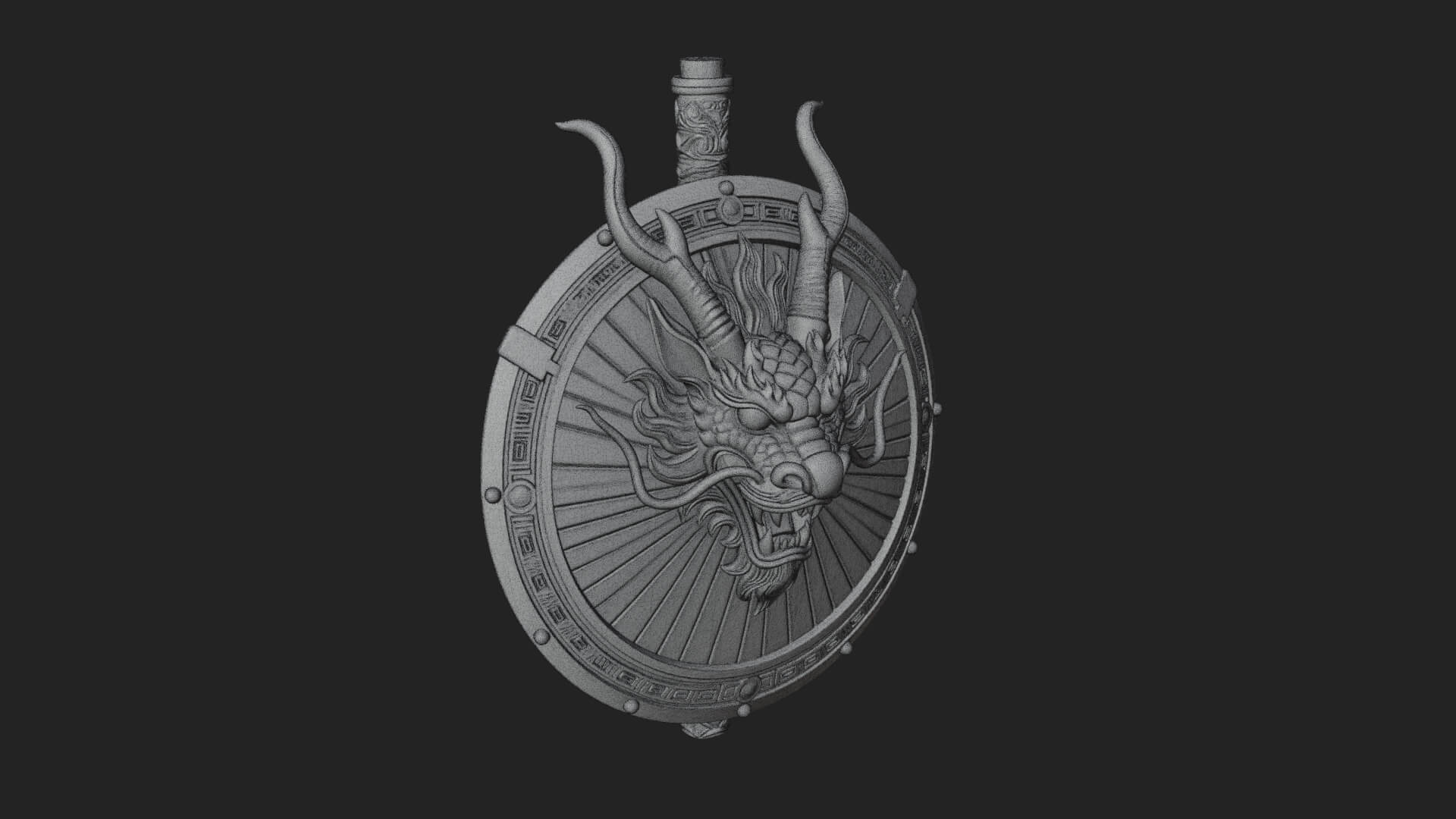 Dragon Head Round Shield Model Design 1 3D Print Model 3D Model