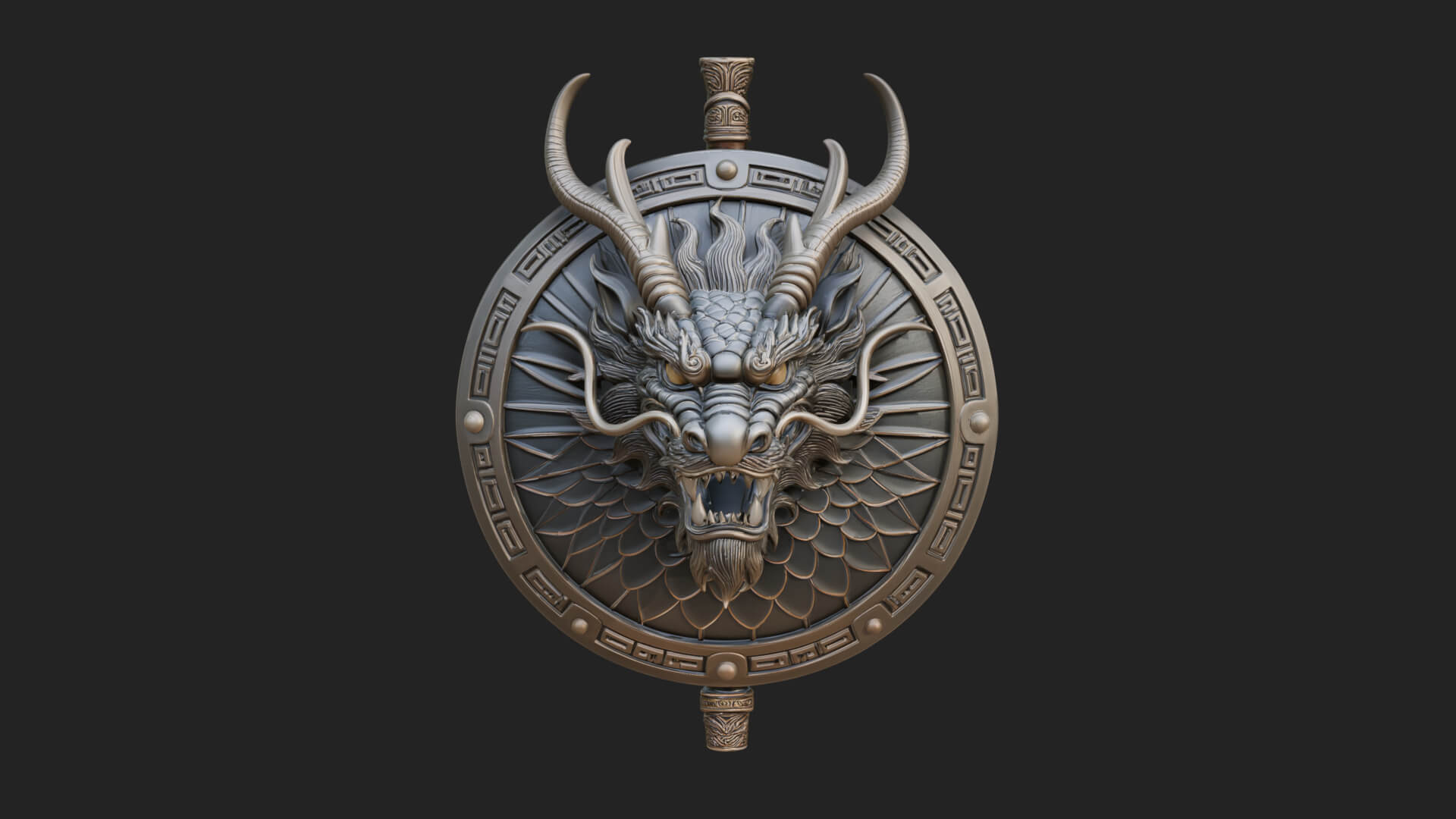 Dragon Head Round Shield Model Design 2 3D Print Model 3D Model