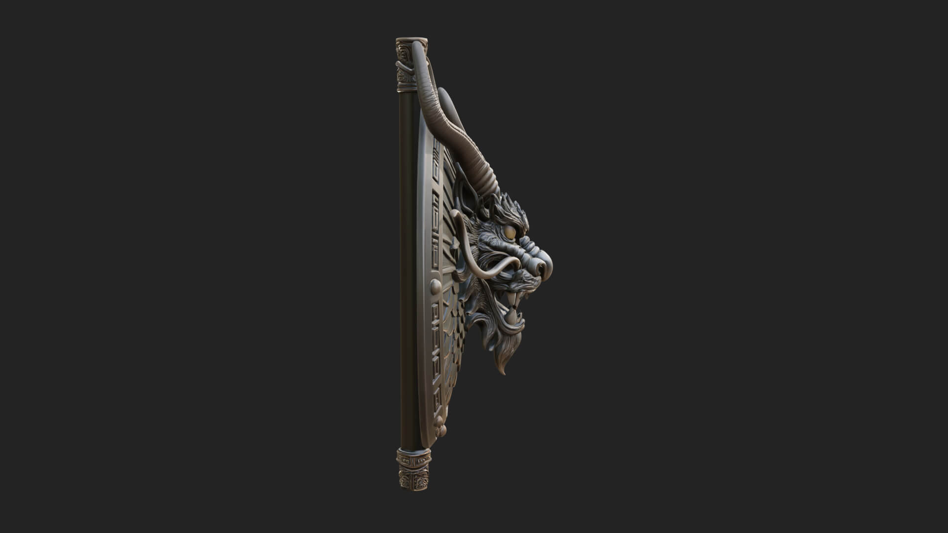 Dragon Head Round Shield Model Design 2 3D Print Model 3D Model