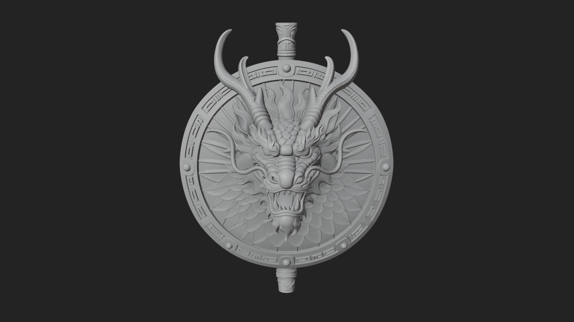 Dragon Head Round Shield Model Design 2 3D Print Model 3D Model
