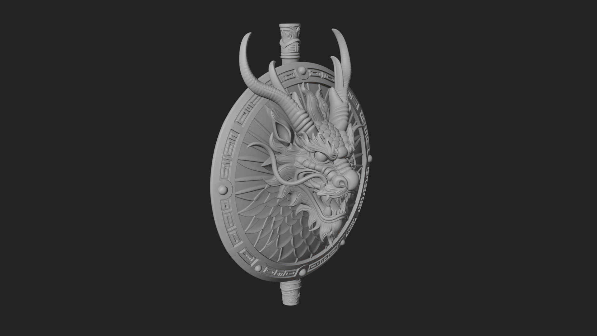 Dragon Head Round Shield Model Design 2 3D Print Model 3D Model