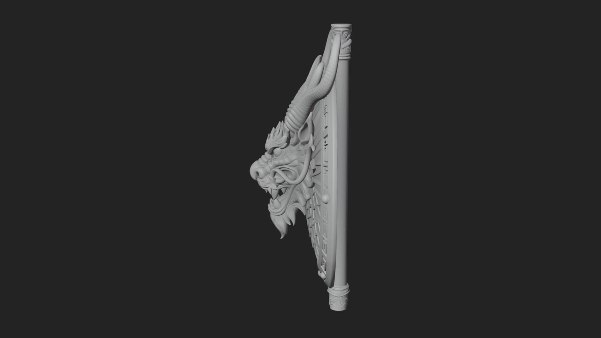 Dragon Head Round Shield Model Design 2 3D Print Model 3D Model