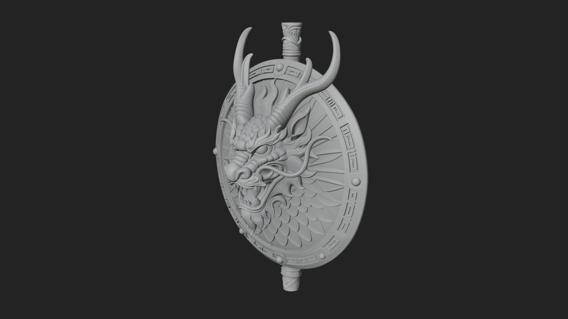 Dragon Head Round Shield Model Design 2 3D Print Model 3D Model