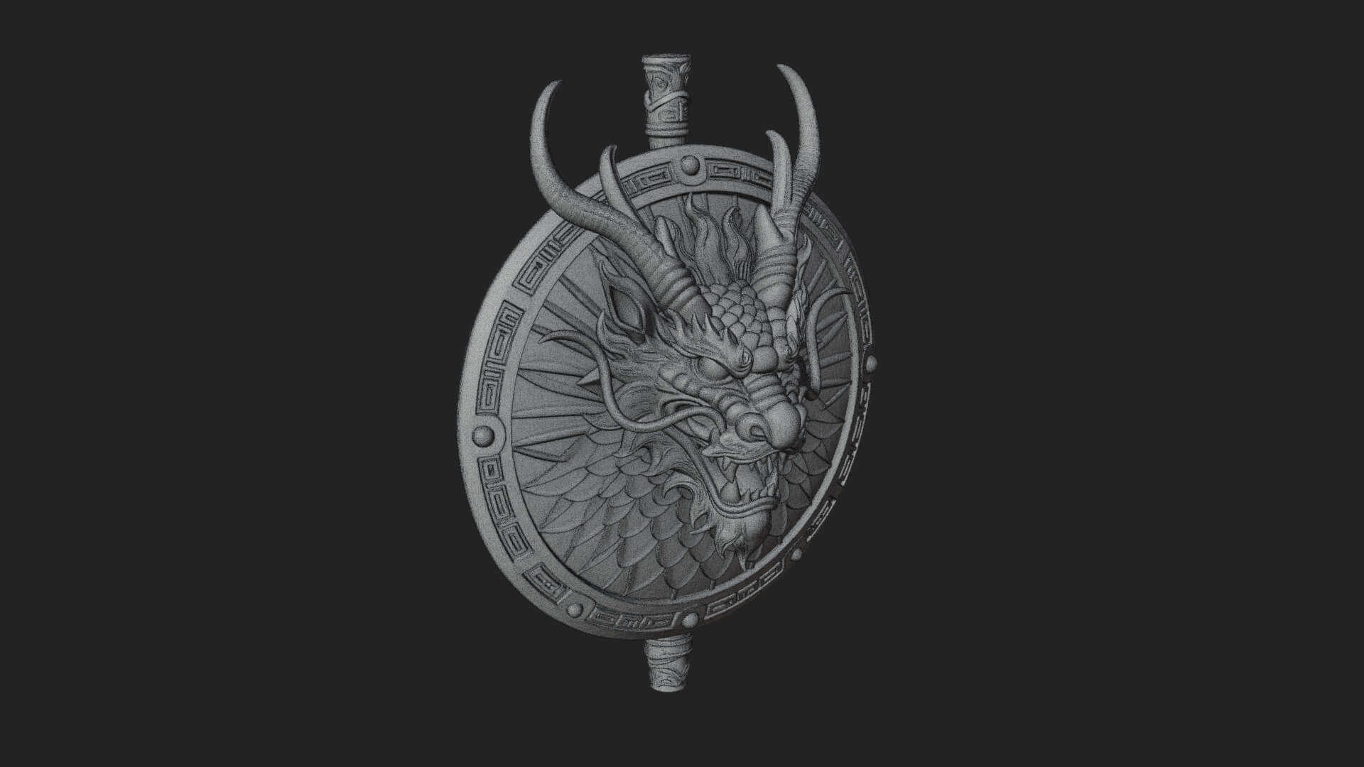 Dragon Head Round Shield Model Design 2 3D Print Model 3D Model