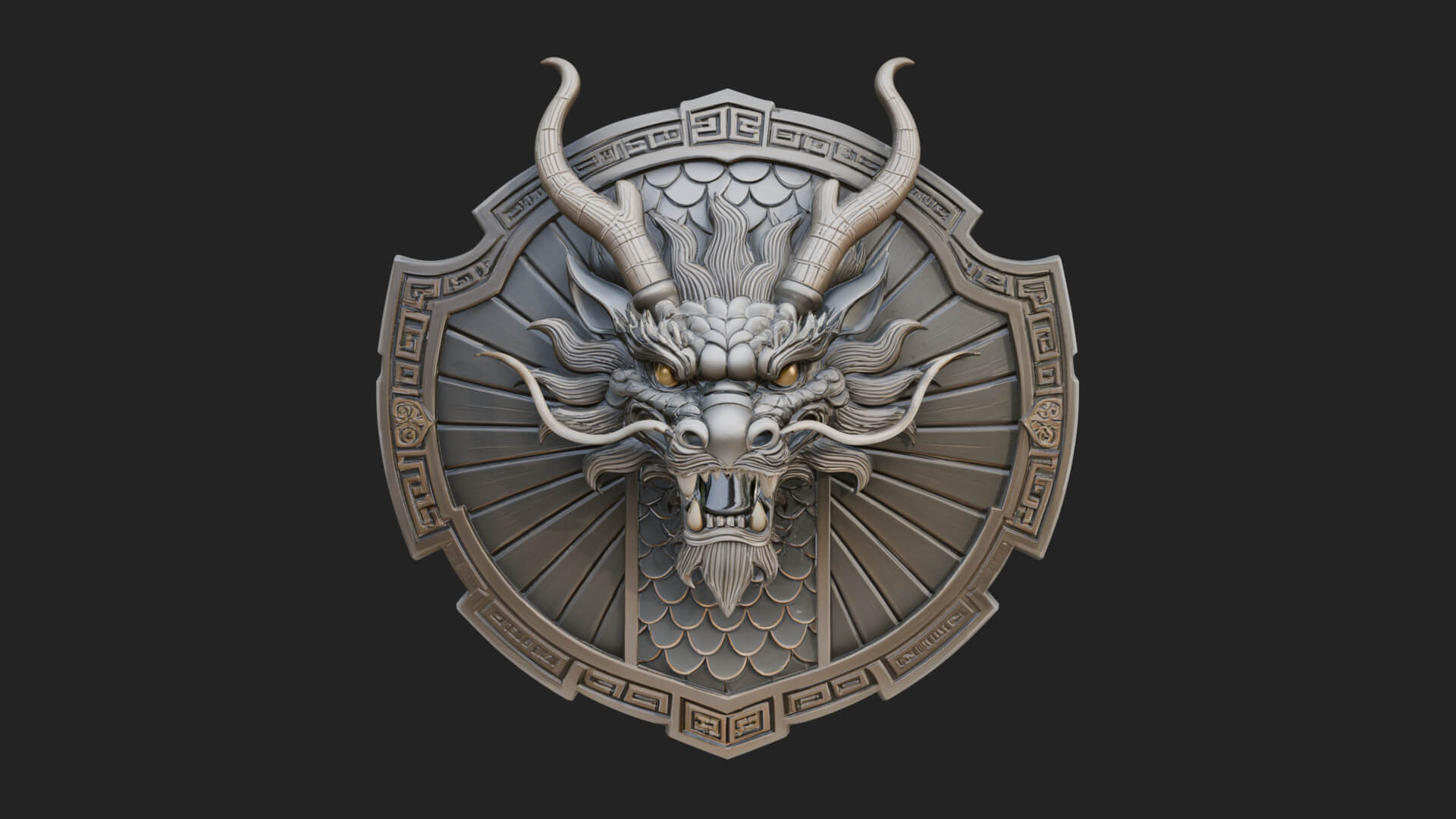 Dragon Head Round Shield Model Design 3 3D Print Model 3D Model