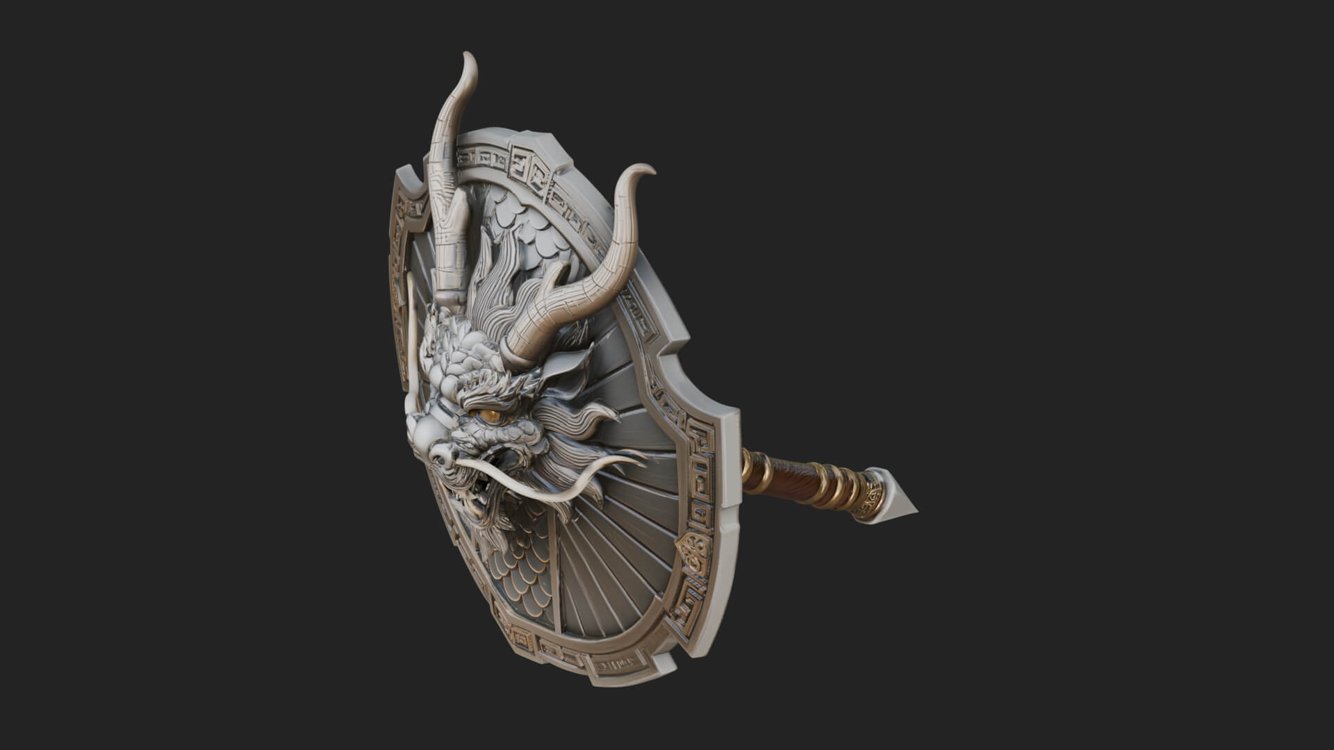 Dragon Head Round Shield Model Design 3 3D Print Model 3D Model