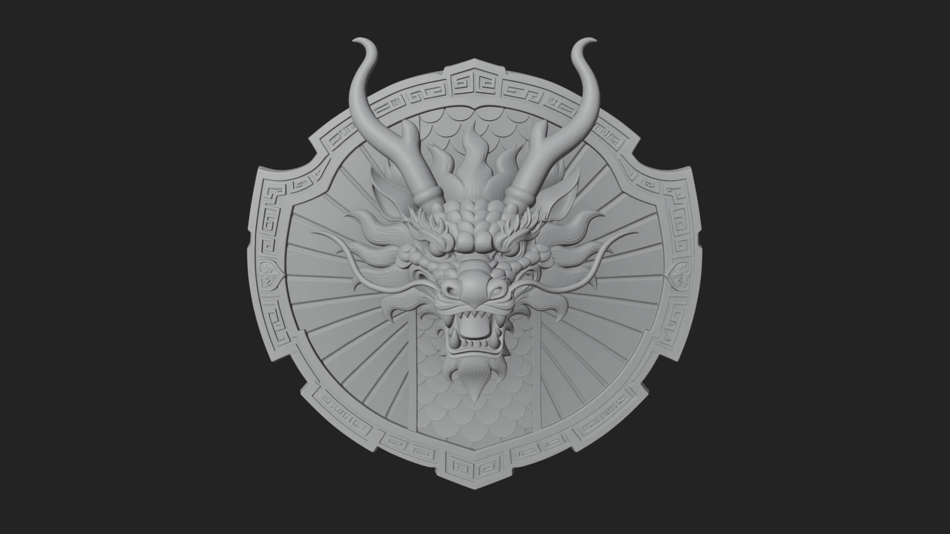 Dragon Head Round Shield Model Design 3 3D Print Model 3D Model