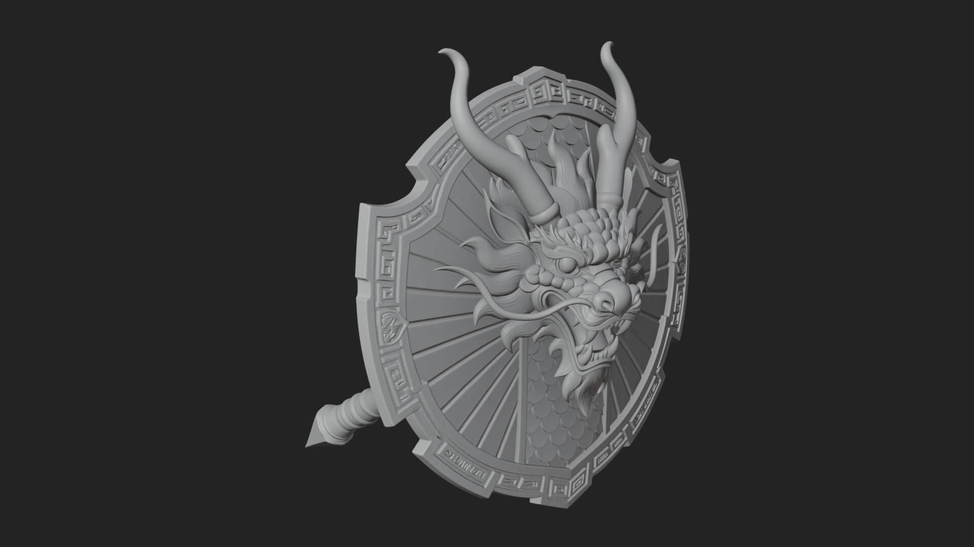 Dragon Head Round Shield Model Design 3 3D Print Model 3D Model