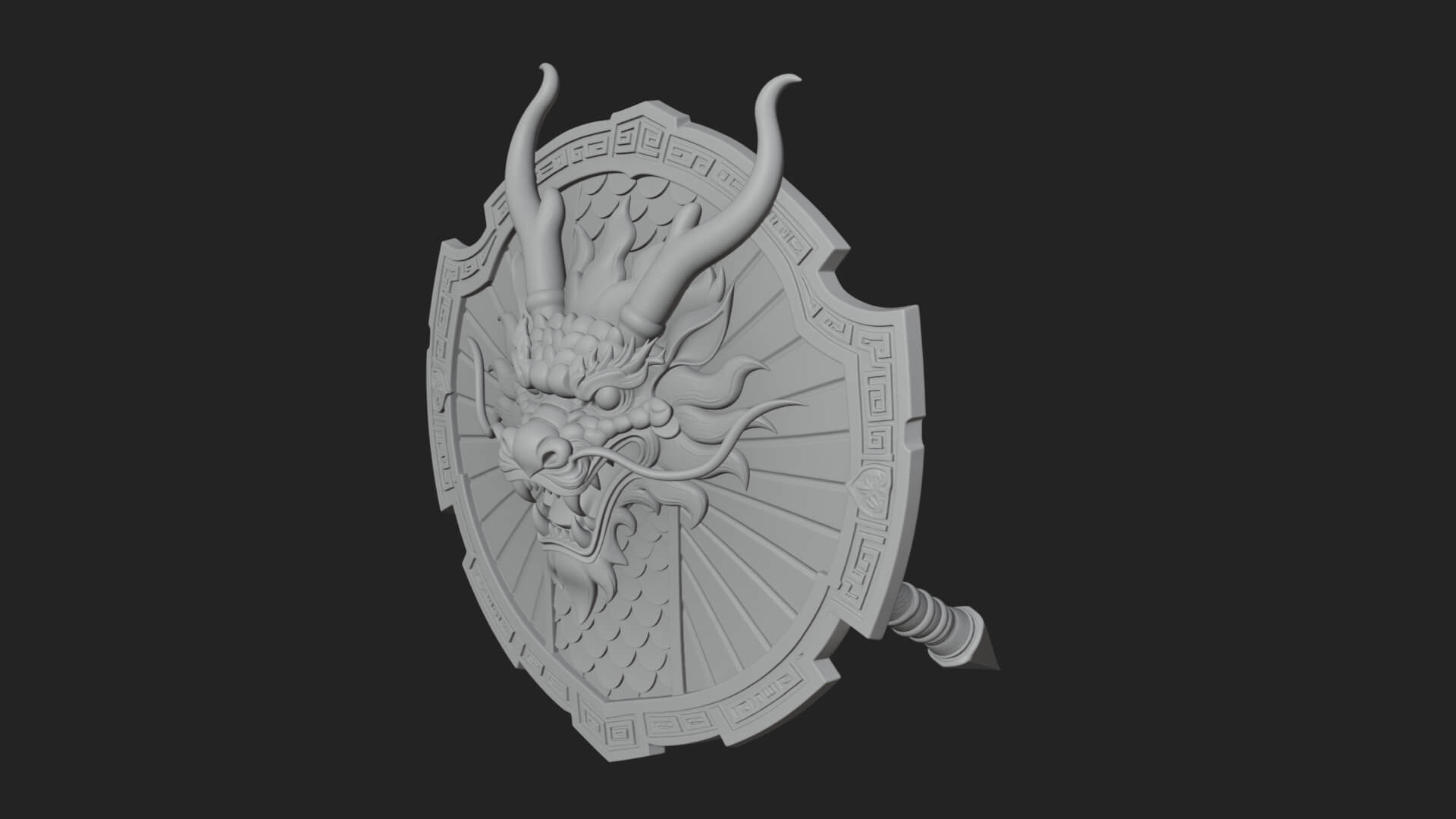 Dragon Head Round Shield Model Design 3 3D Print Model 3D Model