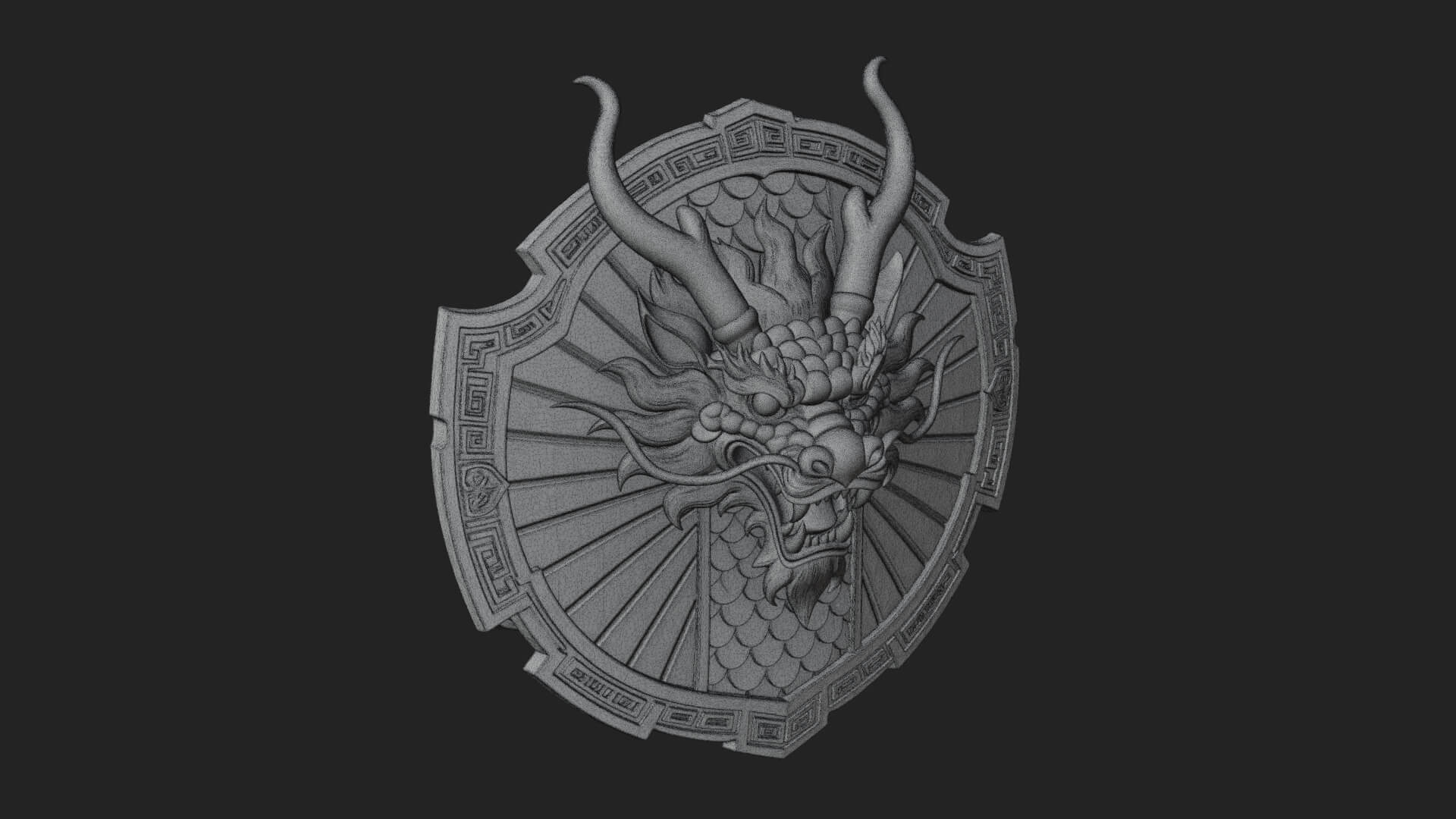 Dragon Head Round Shield Model Design 3 3D Print Model 3D Model
