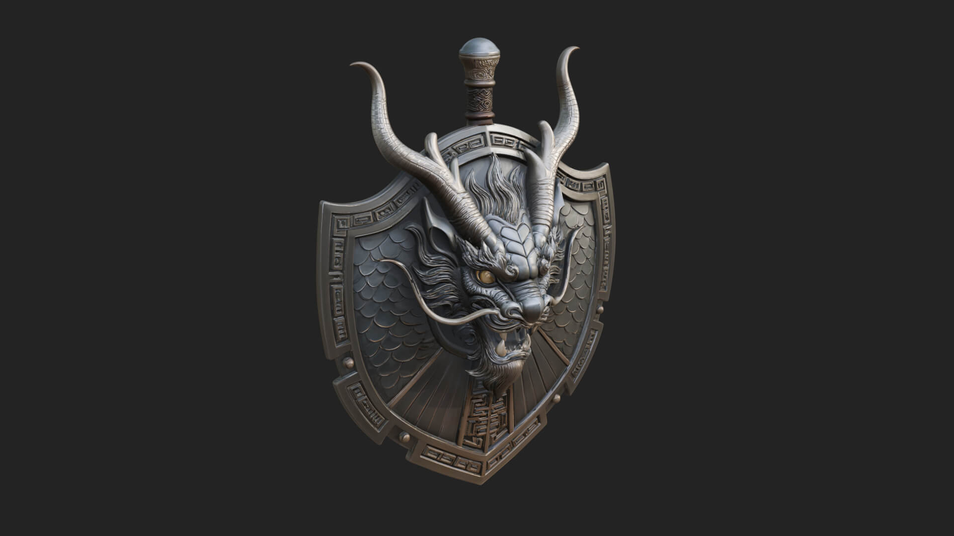 Dragon Head Round Shield Model Design 4 3D Print Model 3D Model