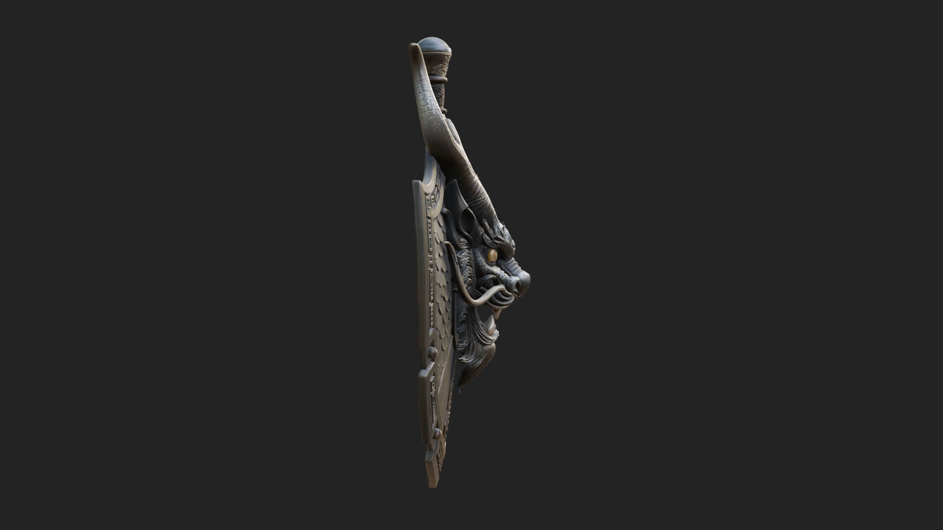 Dragon Head Round Shield Model Design 4 3D Print Model 3D Model