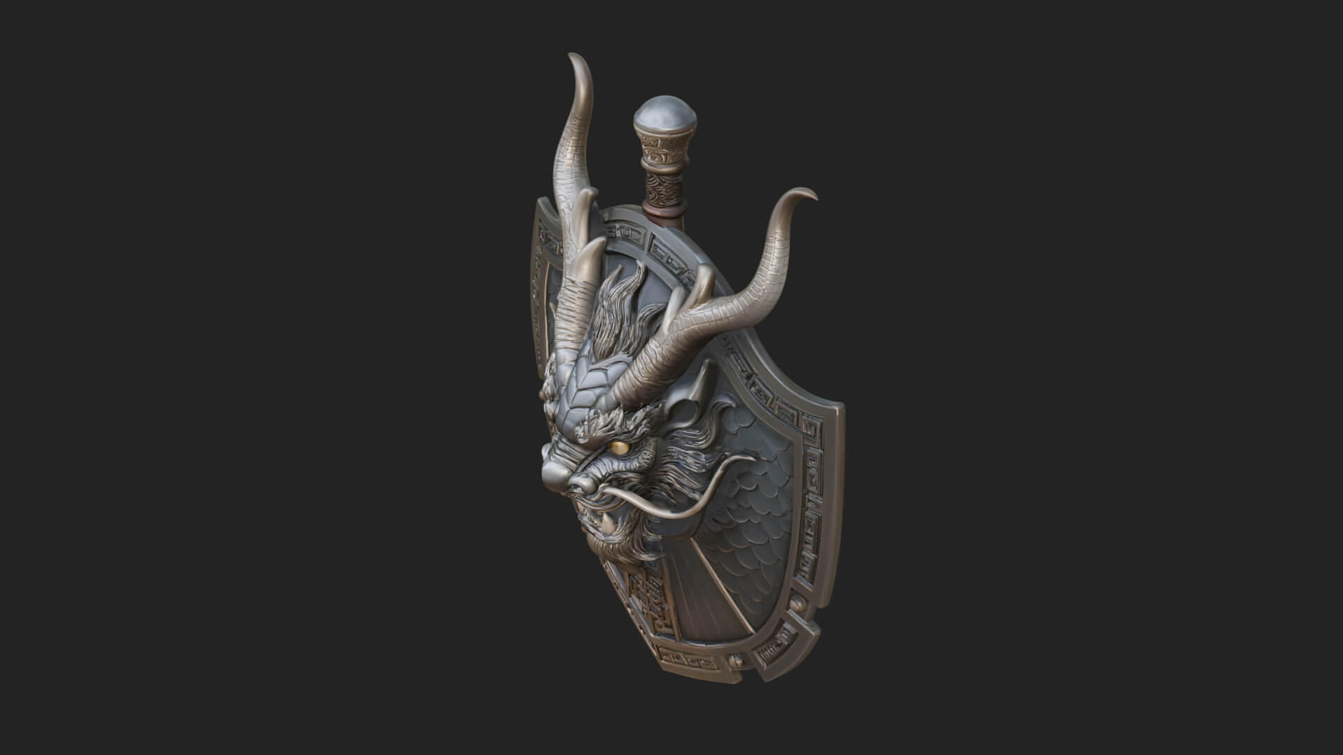 Dragon Head Round Shield Model Design 4 3D Print Model 3D Model