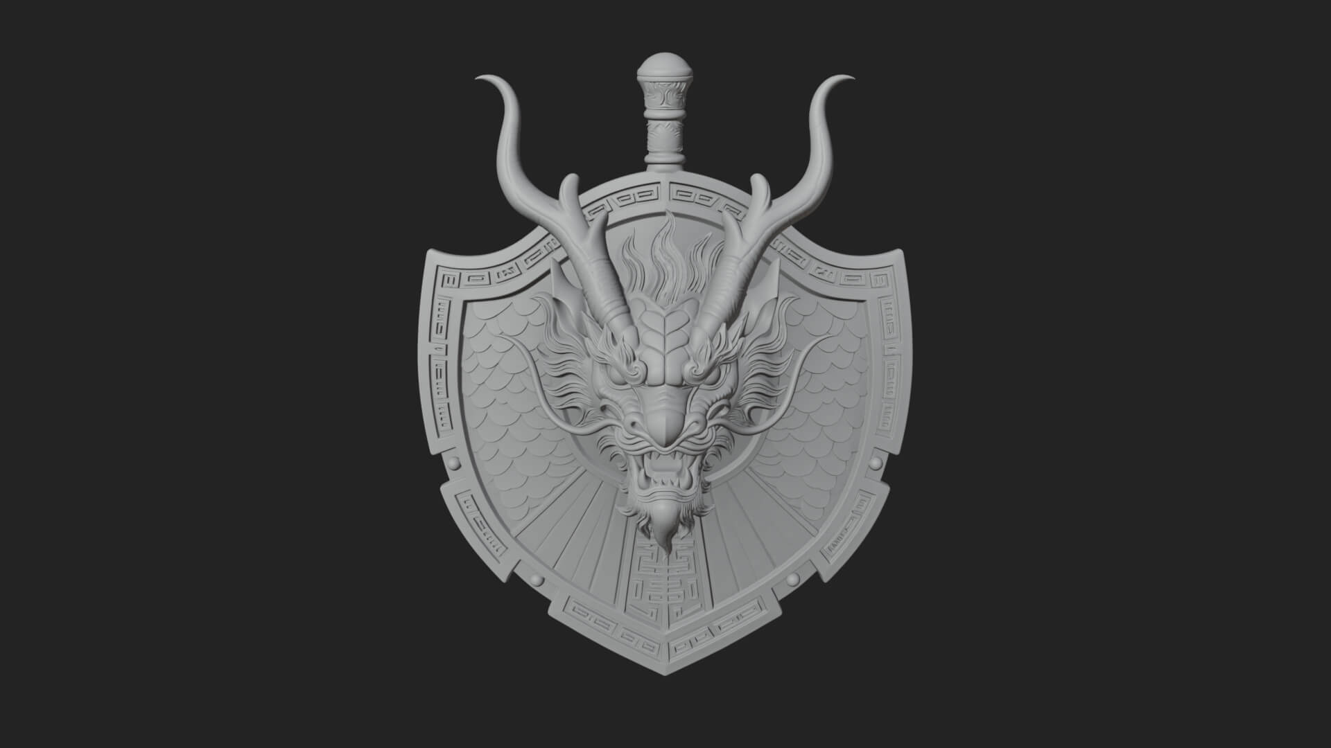 Dragon Head Round Shield Model Design 4 3D Print Model 3D Model
