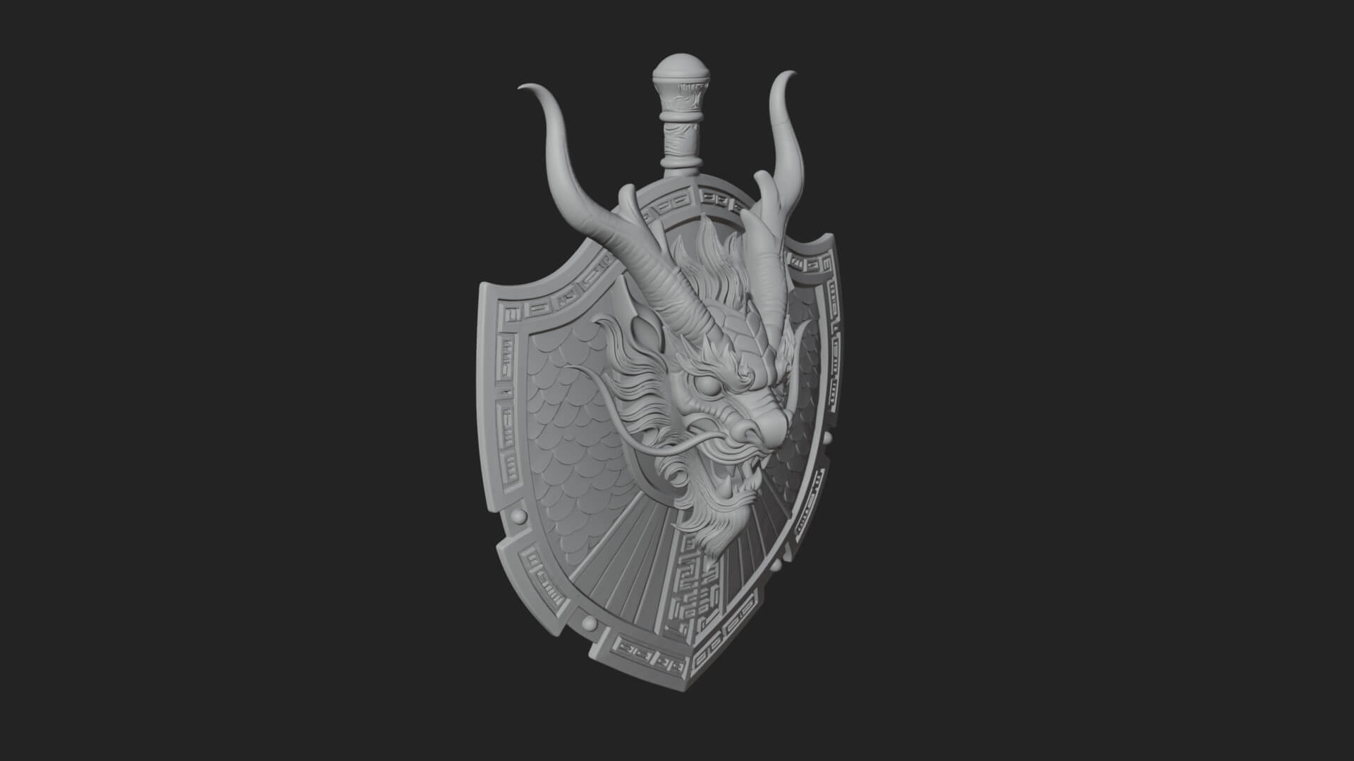 Dragon Head Round Shield Model Design 4 3D Print Model 3D Model
