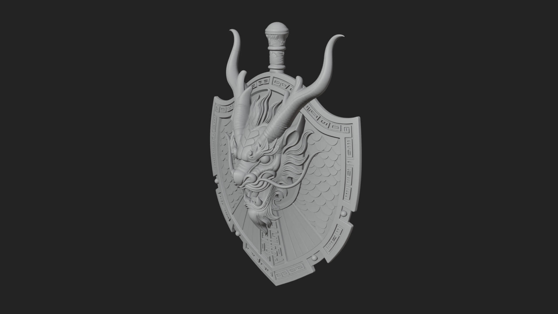 Dragon Head Round Shield Model Design 4 3D Print Model 3D Model