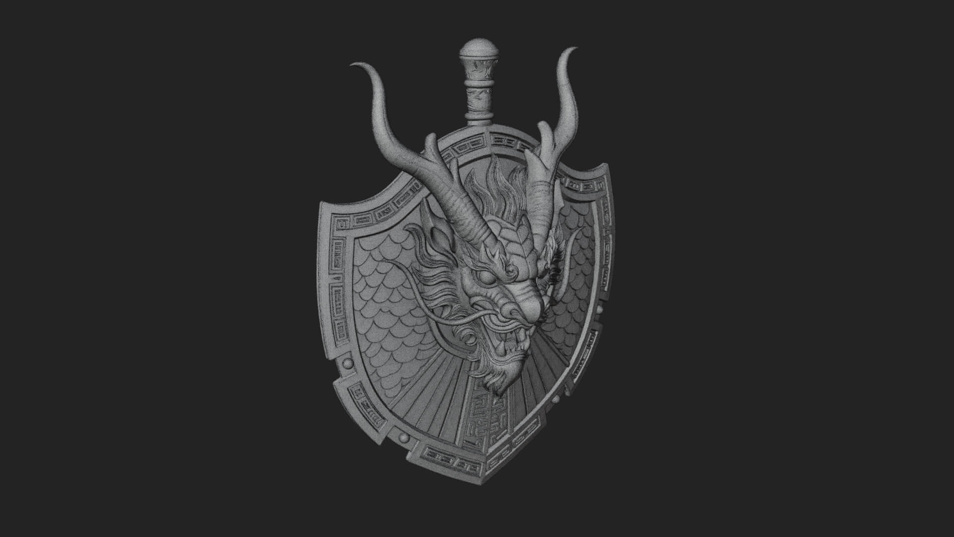 Dragon Head Round Shield Model Design 4 3D Print Model 3D Model