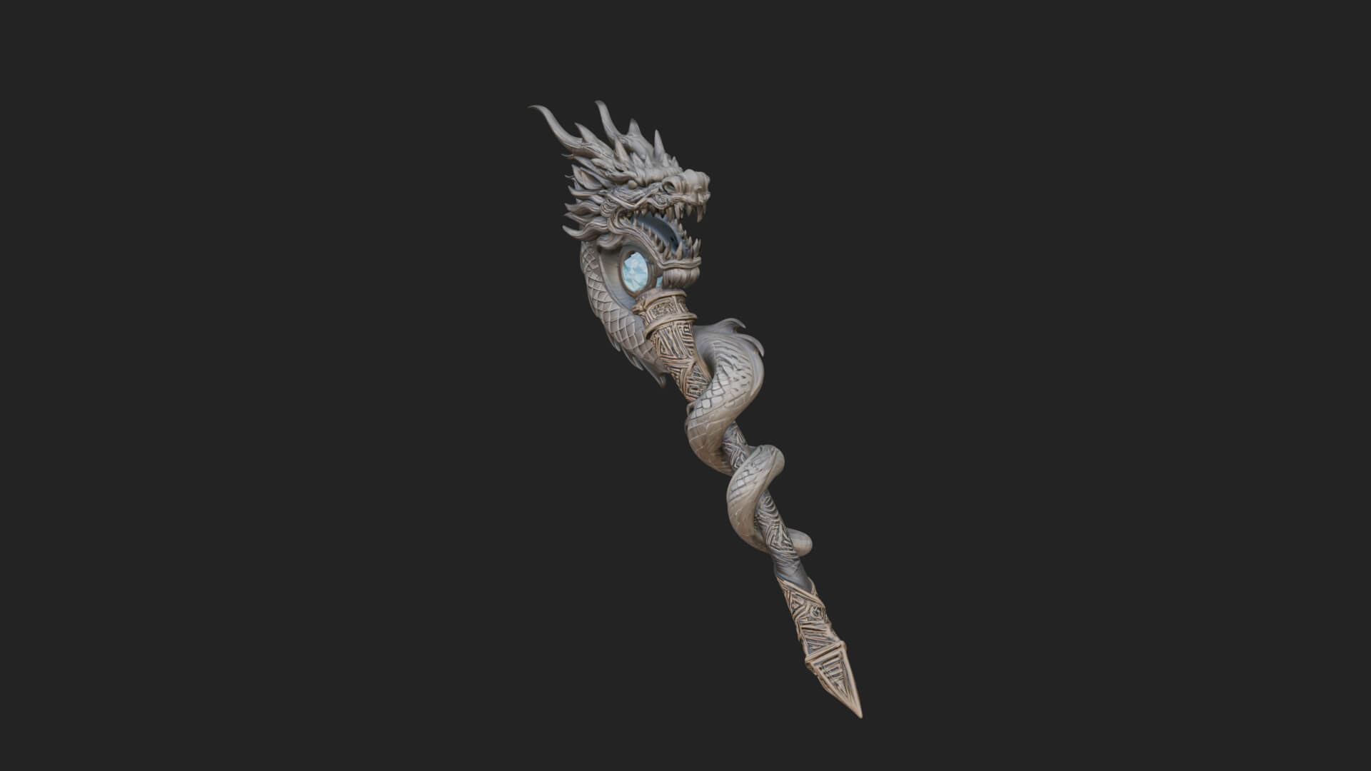 Dragon Head Serpent Staff Model Design 1 3D Print Model 3D Model