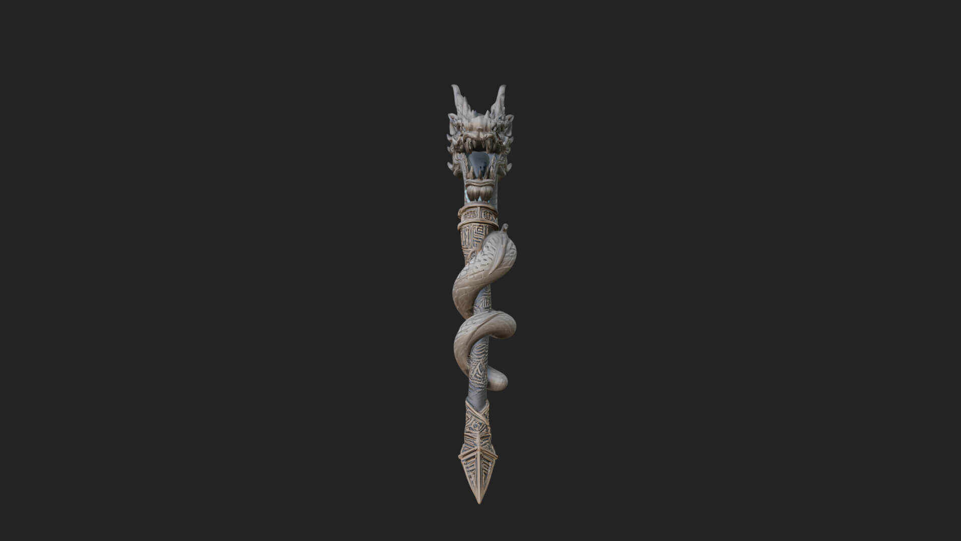Dragon Head Serpent Staff Model Design 1 3D Print Model 3D Model