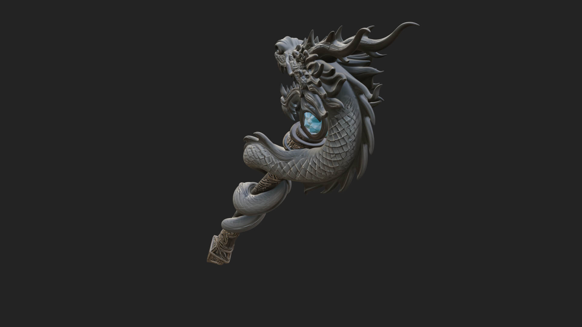 Dragon Head Serpent Staff Model Design 1 3D Print Model 3D Model