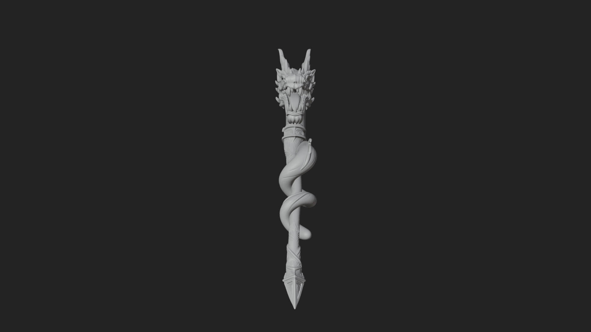 Dragon Head Serpent Staff Model Design 1 3D Print Model 3D Model