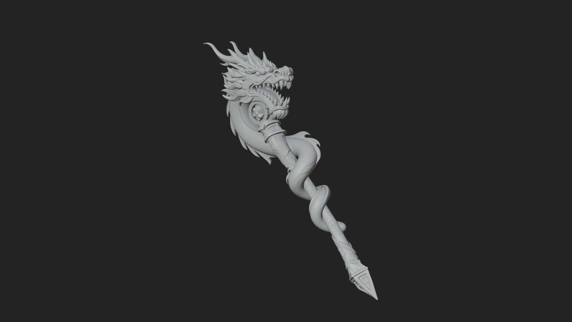 Dragon Head Serpent Staff Model Design 1 3D Print Model 3D Model