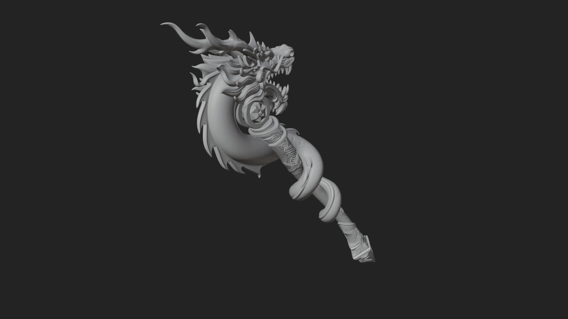 Dragon Head Serpent Staff Model Design 1 3D Print Model 3D Model