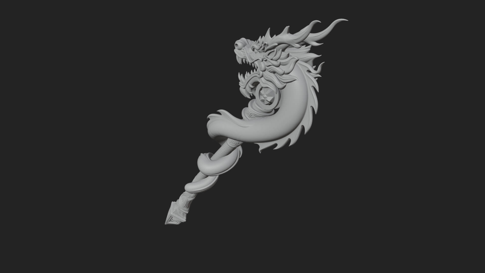 Dragon Head Serpent Staff Model Design 1 3D Print Model 3D Model