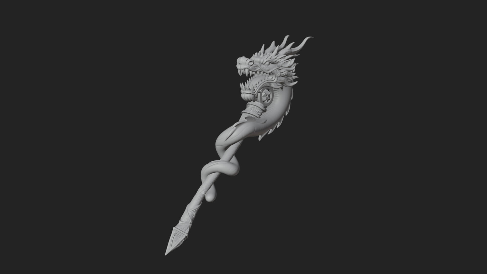 Dragon Head Serpent Staff Model Design 1 3D Print Model 3D Model
